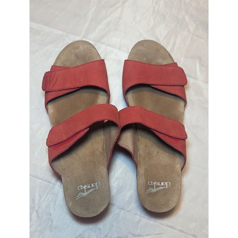Dansko Maddy Milled Red Nubuck Womens SZ 39/8.5 Slip On Slide Sandals - Picture 2 of 16